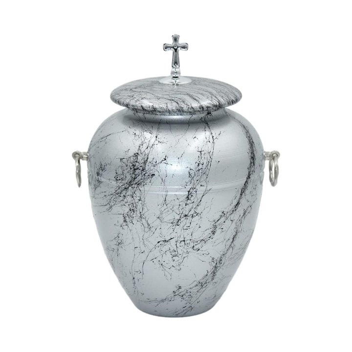 Urnă funerară — argintie marmorată