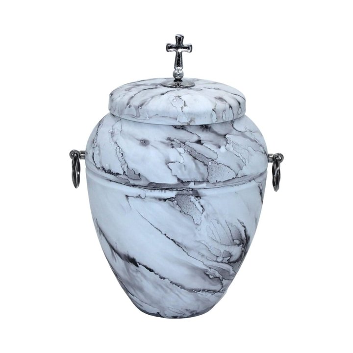 Urnă funerară — albă marmorată